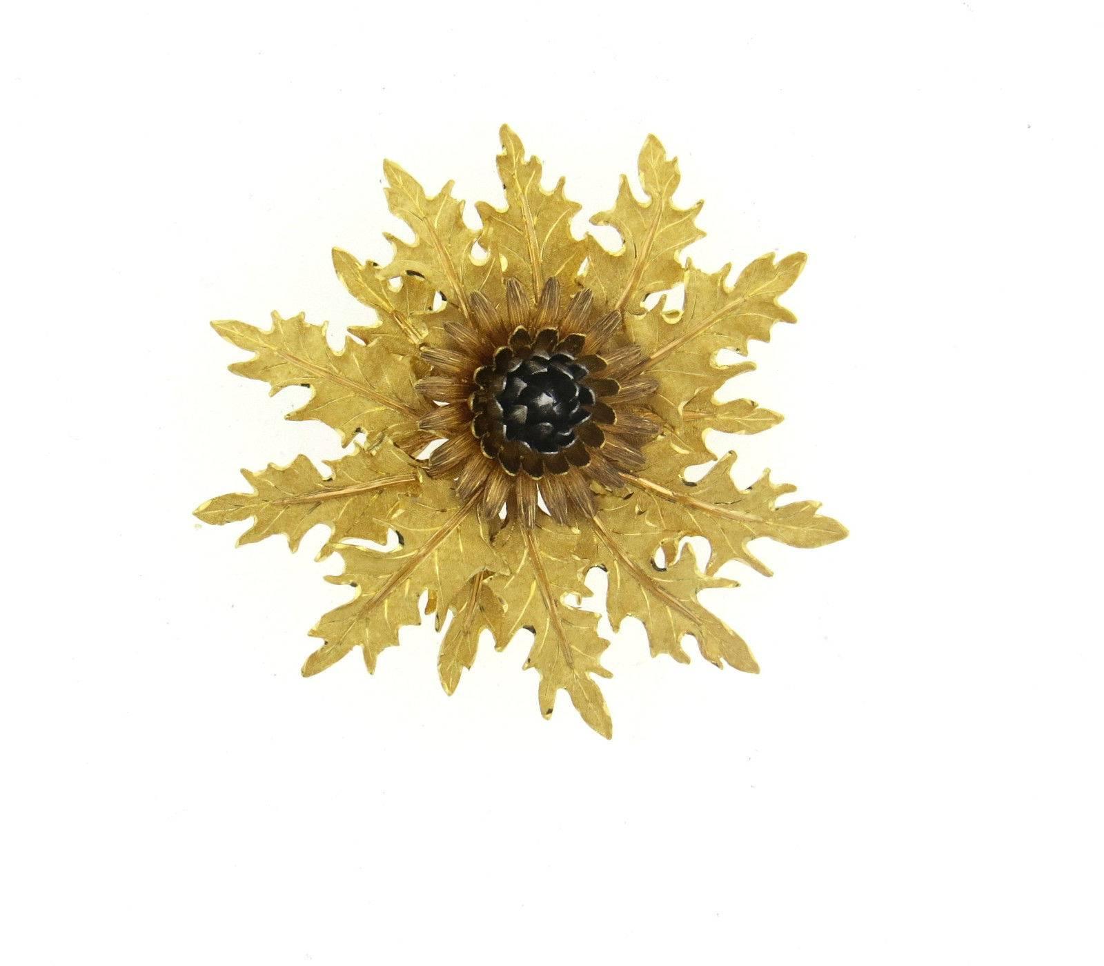 Buccellati Large Gold Thistle Flower Brooch Pin  In New Condition In Lambertville, NJ