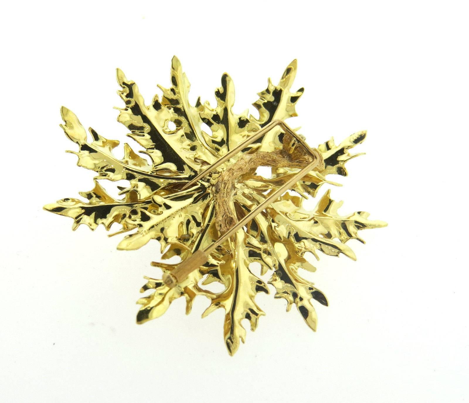 Women's Buccellati Large Gold Thistle Flower Brooch Pin 