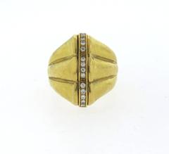 Diamond Hammered Gold Ring