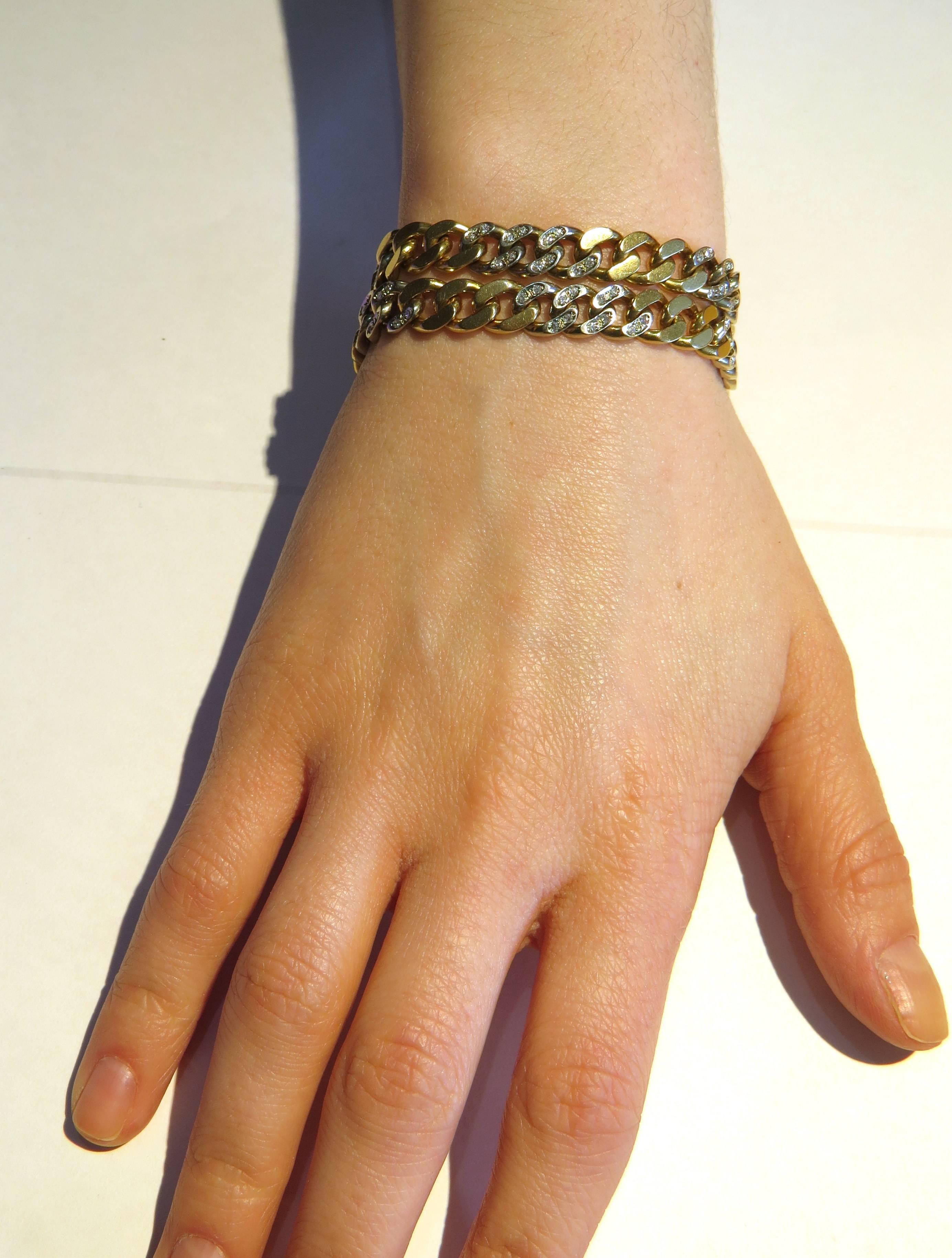 Diamond Gold Curb Link Convertible Necklace Bracelet Suite 1