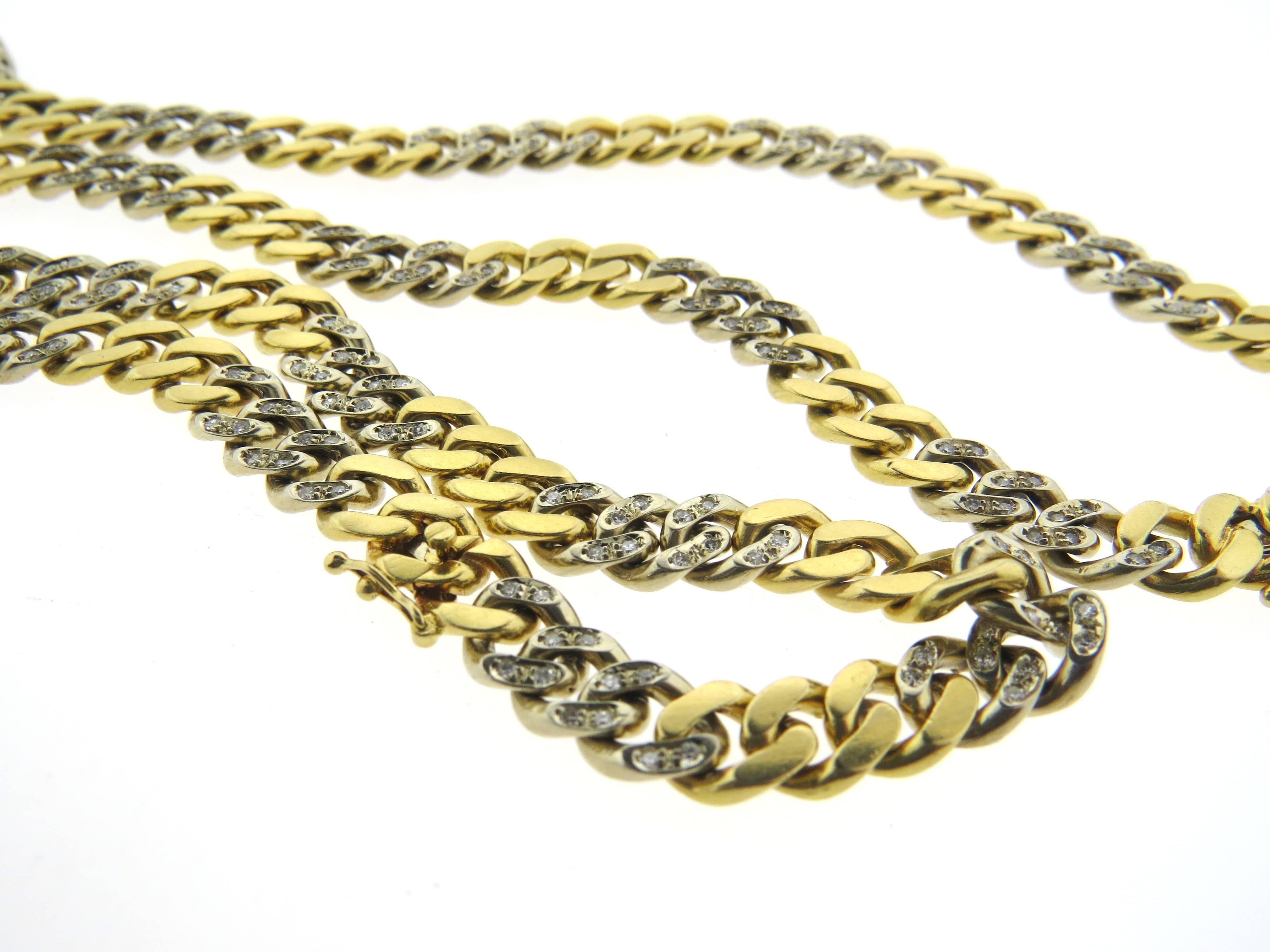 Diamond Gold Curb Link Convertible Necklace Bracelet Suite 2