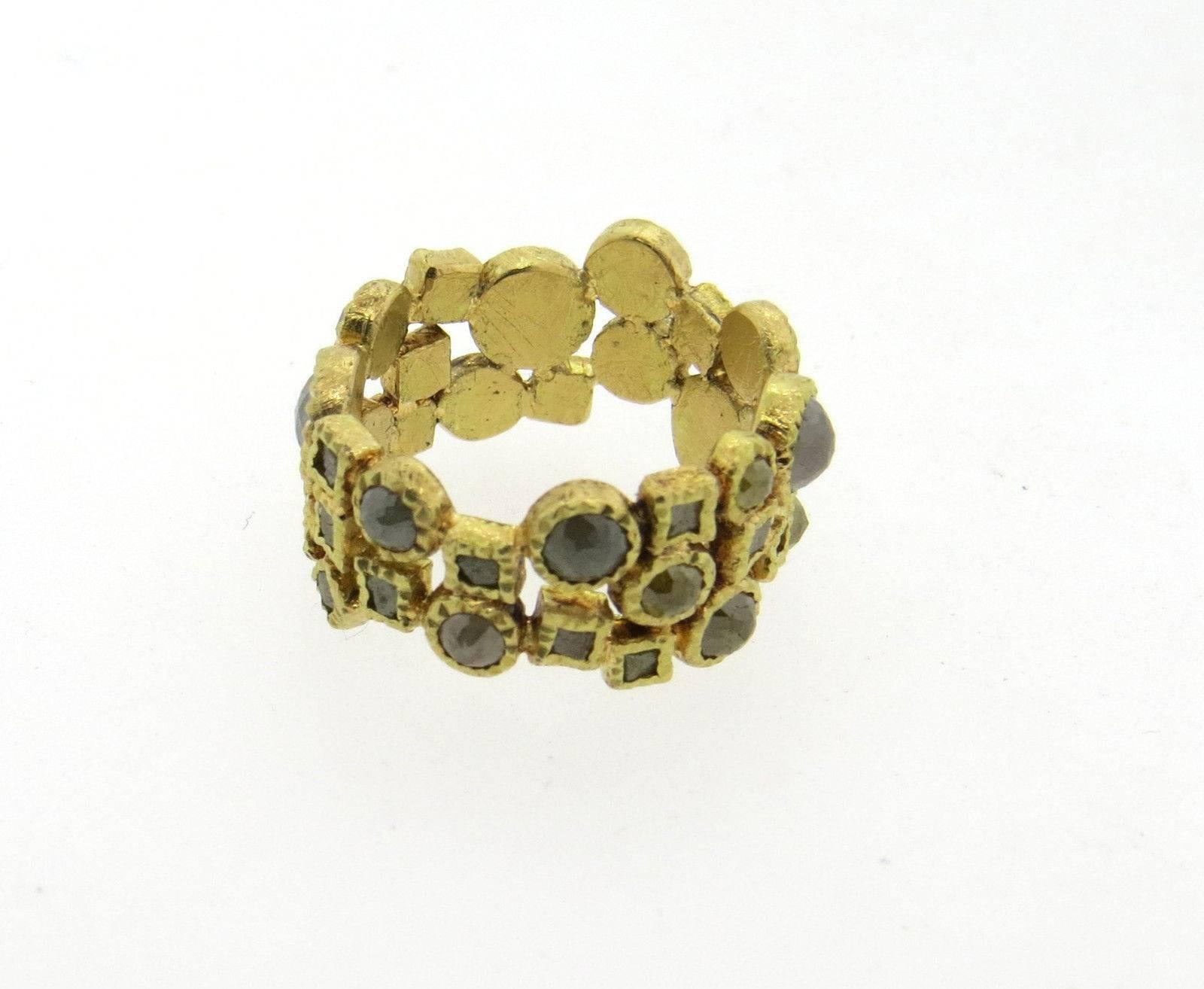 Todd Reed Rough Diamond Gold Band Ring In Excellent Condition In Lambertville, NJ