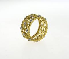 Buccellati Diamond Gold Wide Wedding Band Ring