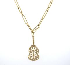 Pomellato Ming Fancy Diamond Gold Long Acorn Pendant Necklace
