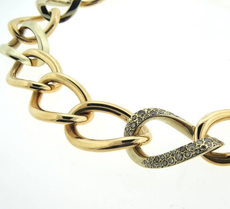 Massive Pomellato Iceberg Large Link Fancy Diamond Gold Necklace For Sale at 1stDibs large