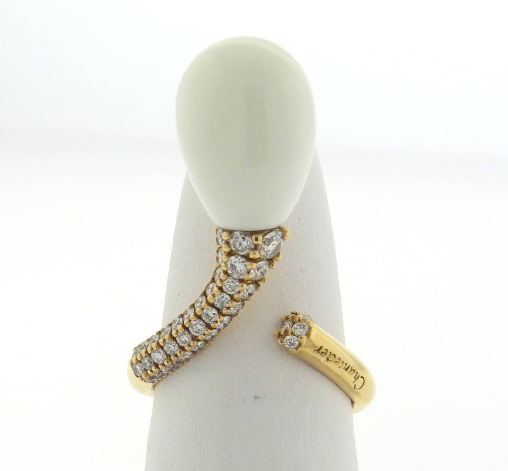 Chantecler White Onyx Diamond Gold Joyful Wrap Ring  In New Condition In Lambertville, NJ