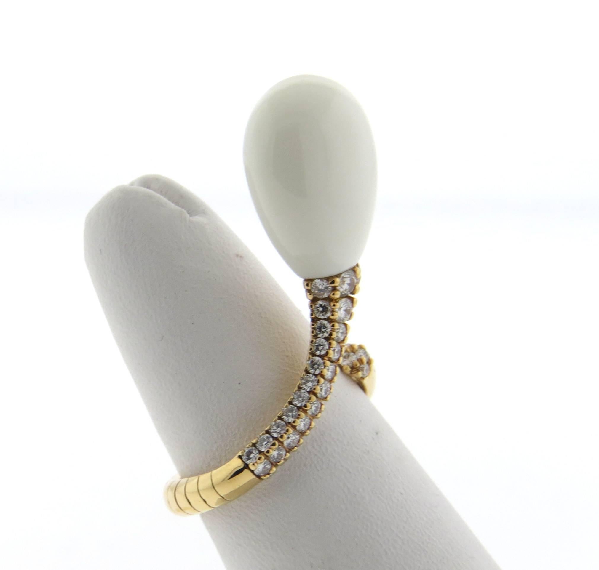 Women's Chantecler White Onyx Diamond Gold Joyful Wrap Ring 