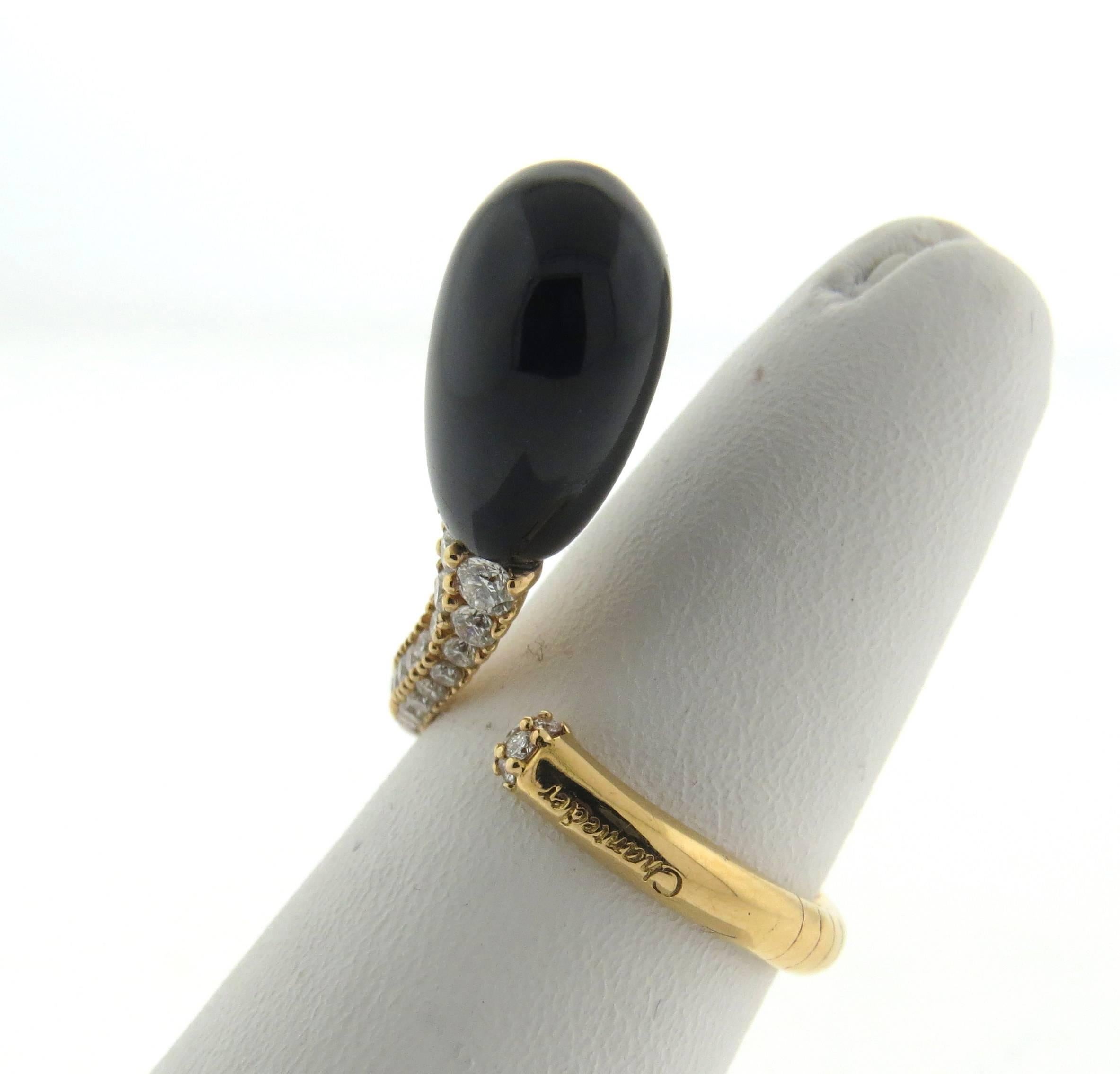 Women's Chantecler Onyx Diamond Gold Joyful Wrap Ring 