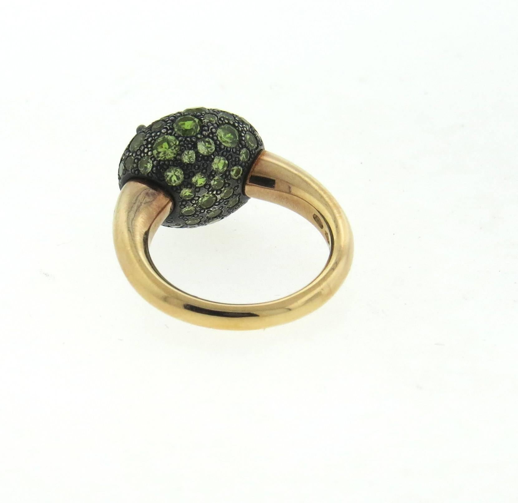 Pomellato Tabou Peridot Burnished Silver Gold Ring  In New Condition In Lambertville, NJ