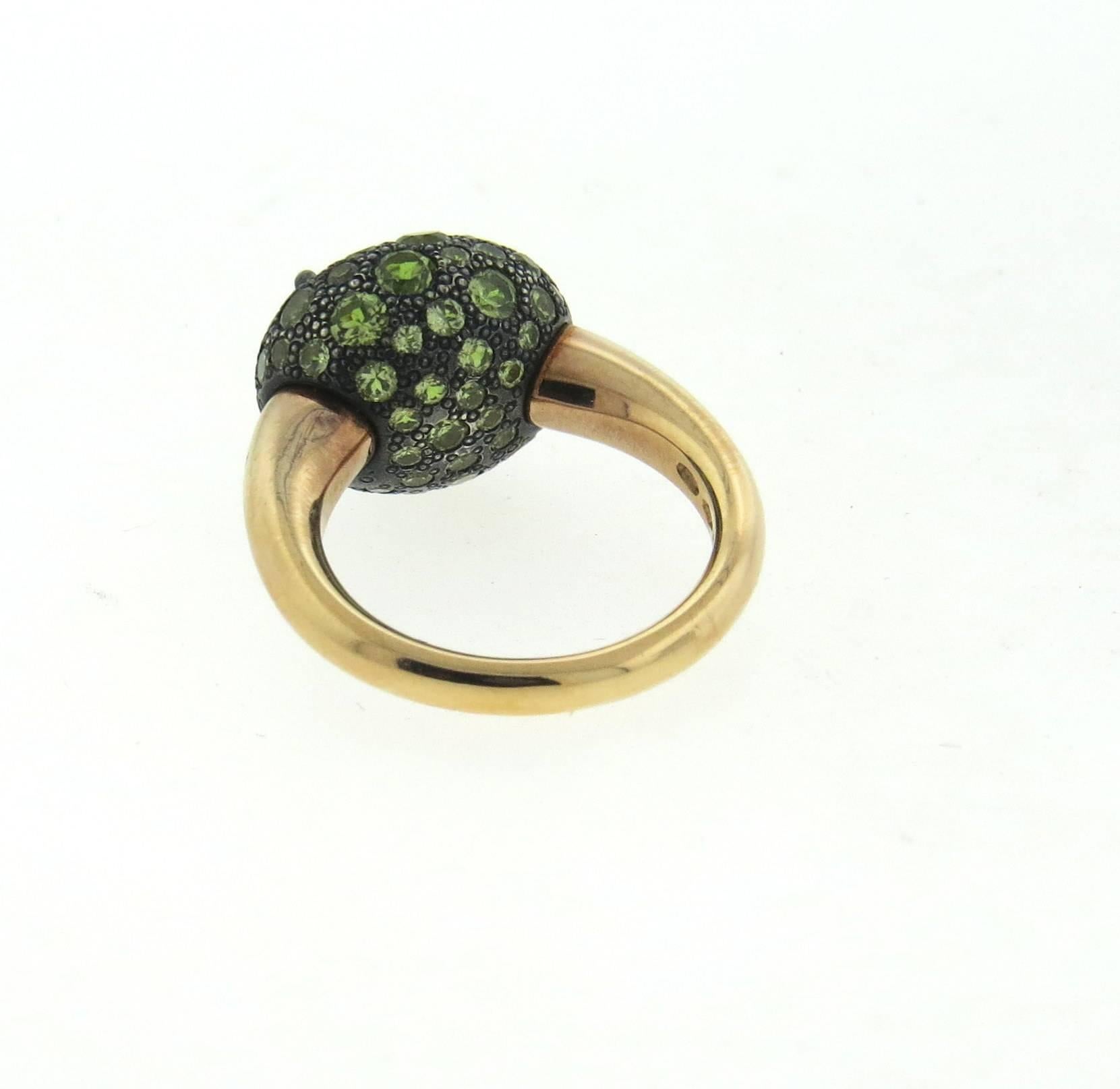 Pomellato Tabou Peridot Ring aus brüniertem Silber und Gold mit Silber Damen