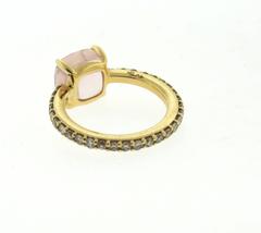 Pomellato Nudo Rose Quartz Fancy Diamond Gold Ring