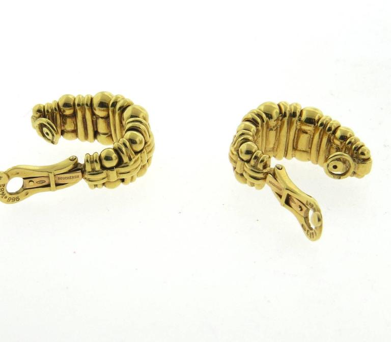 Boucheron Diamond Gold Hoop Earrings at 1stDibs