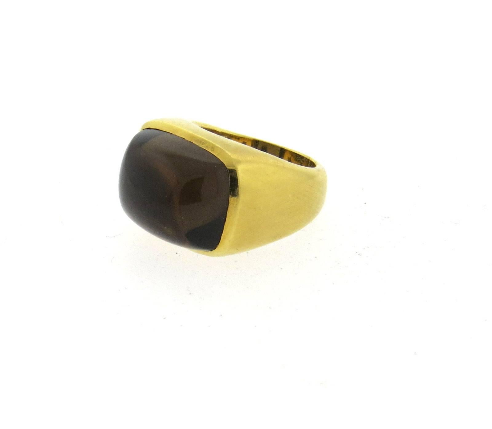 Bold H. Stern Smokey Topaz Gold Ring In Excellent Condition In Lambertville, NJ