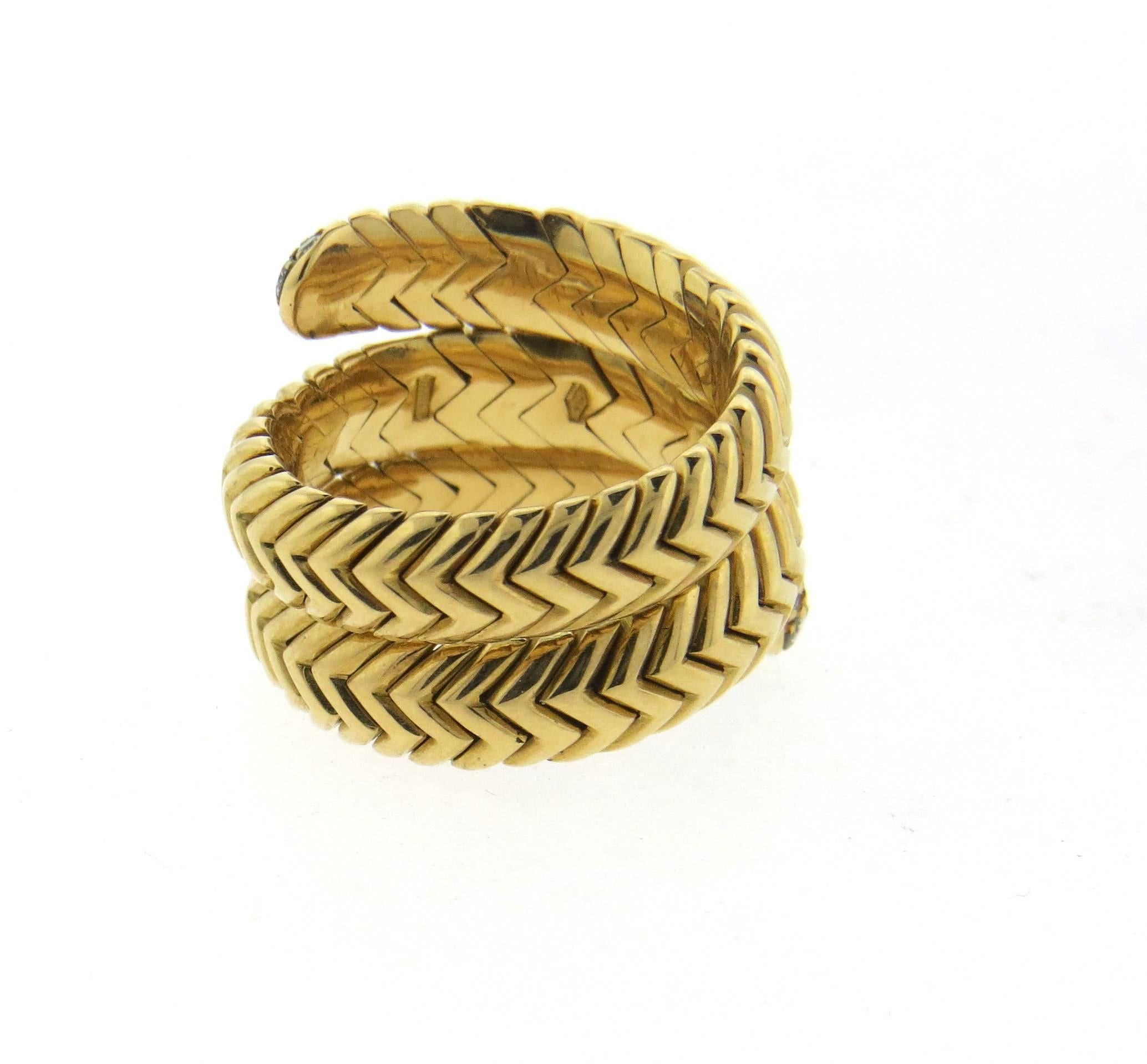 Bulgari Spiga Diamant Gold Wrap Snake Ring im Zustand „Hervorragend“ in Lambertville, NJ
