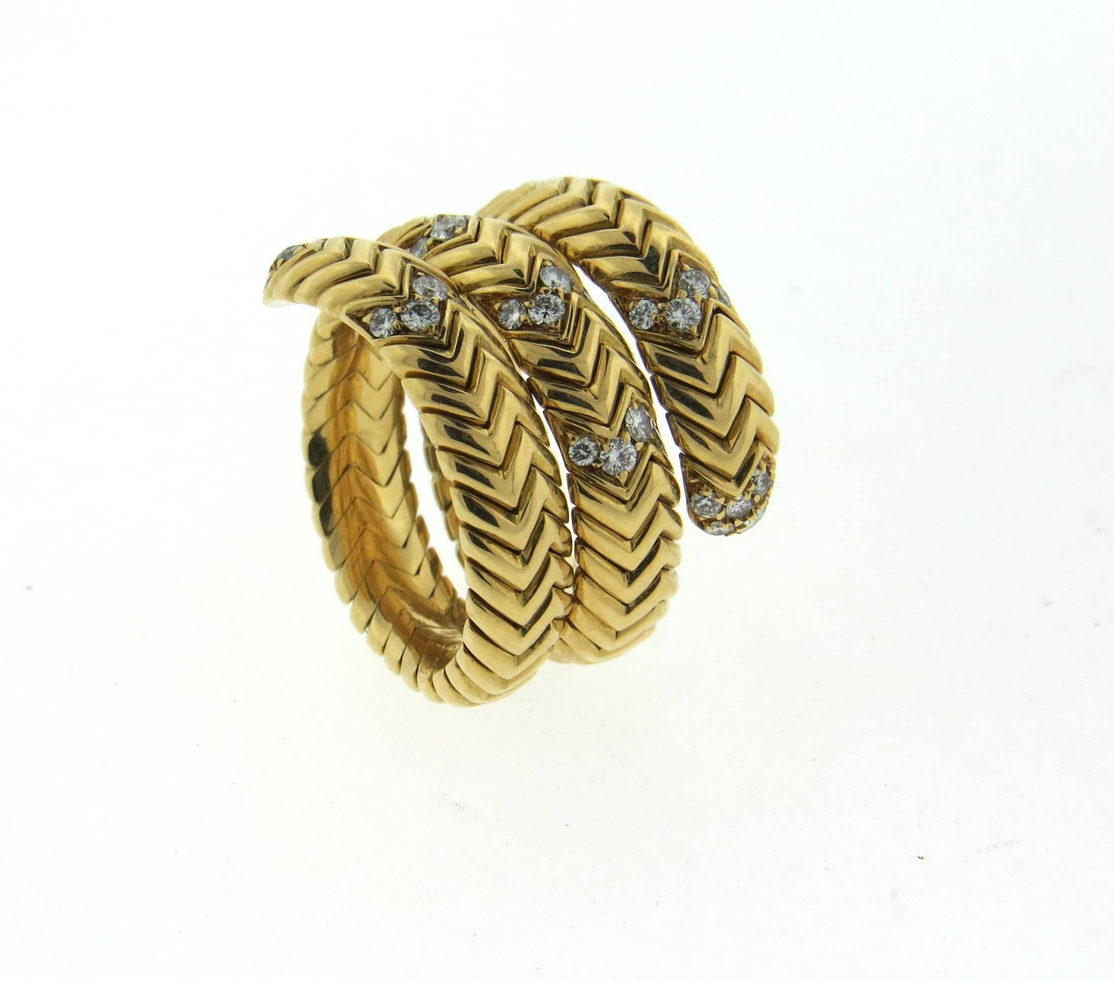 Bulgari Spiga Diamant Gold Wrap Snake Ring 1