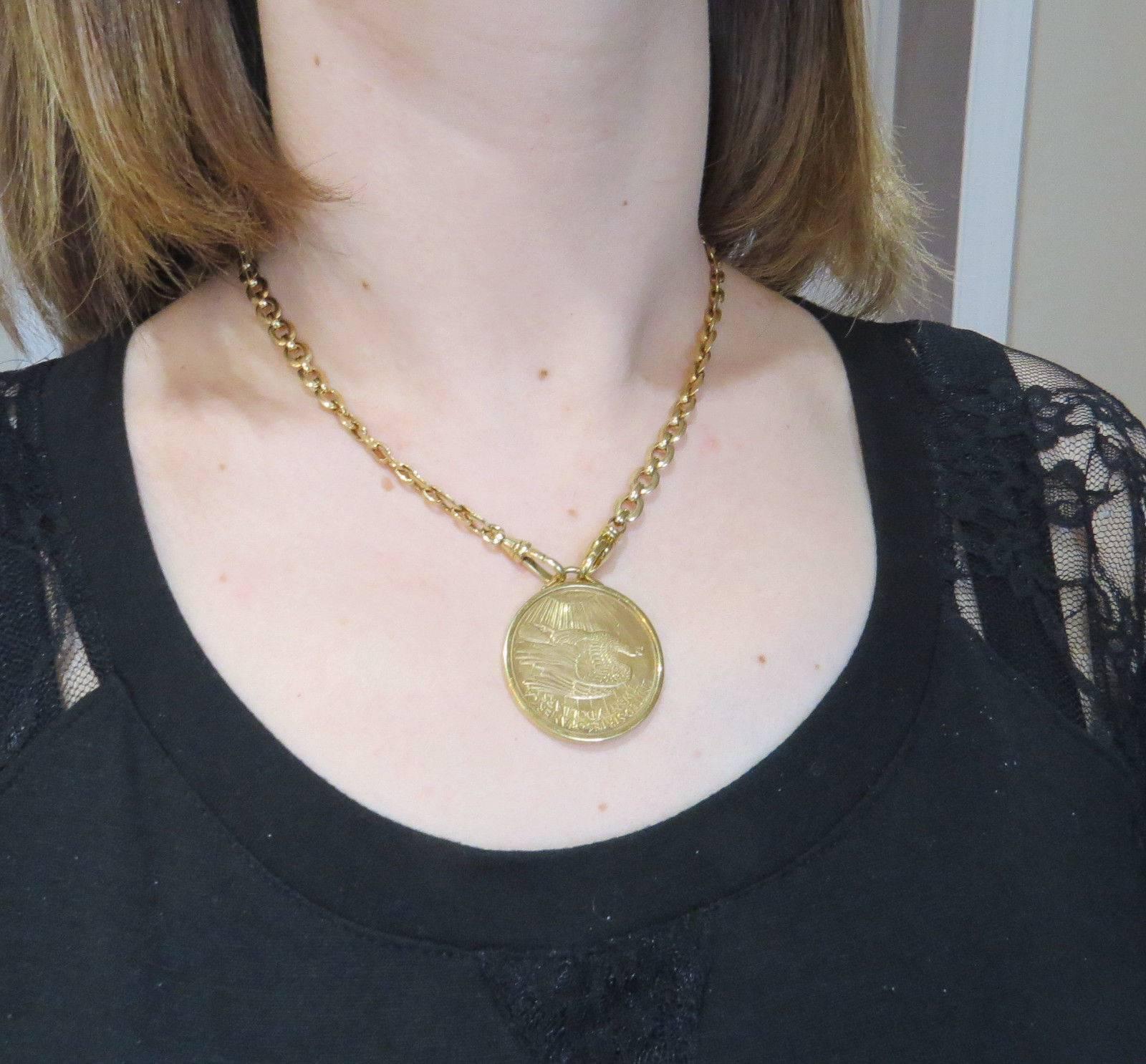 Cartier Twenty Dollar Gold Coin Pendant Necklace In Excellent Condition In Lambertville, NJ