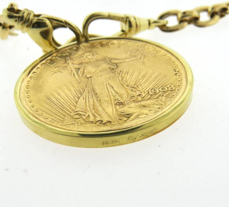Cartier Twenty Dollar Gold Coin Pendant Necklace