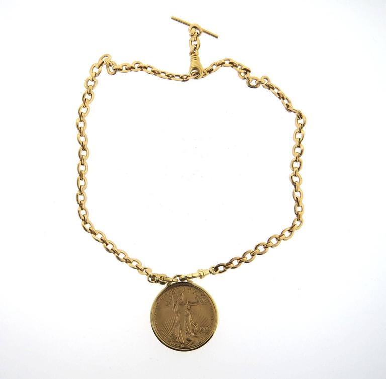 Cartier Twenty Dollar Gold Coin Pendant Necklace