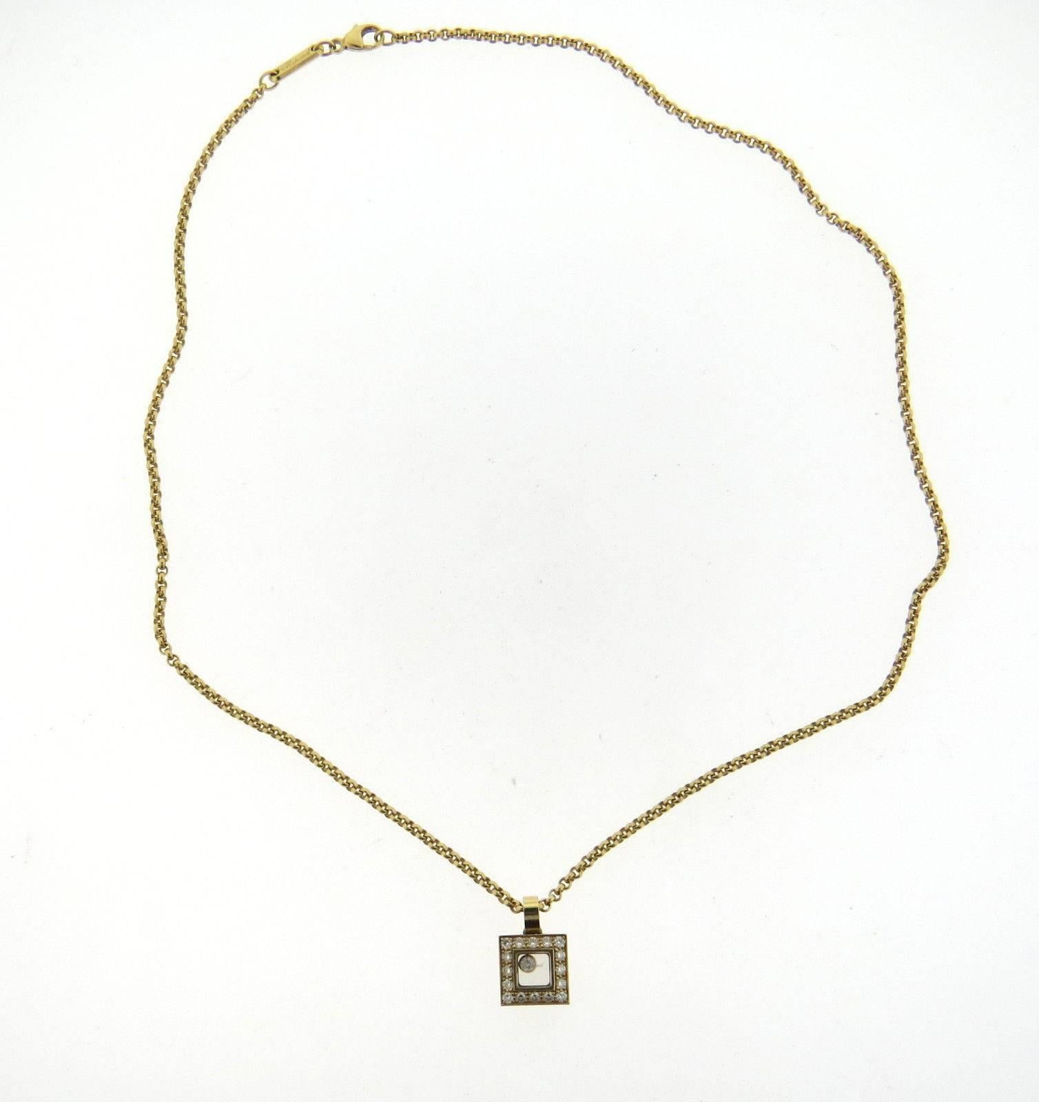 An 18k yellow gold necklace set with 0.38ctw of F/VVS diamonds.  Crafted by Chopard, the necklace is 16 3/4