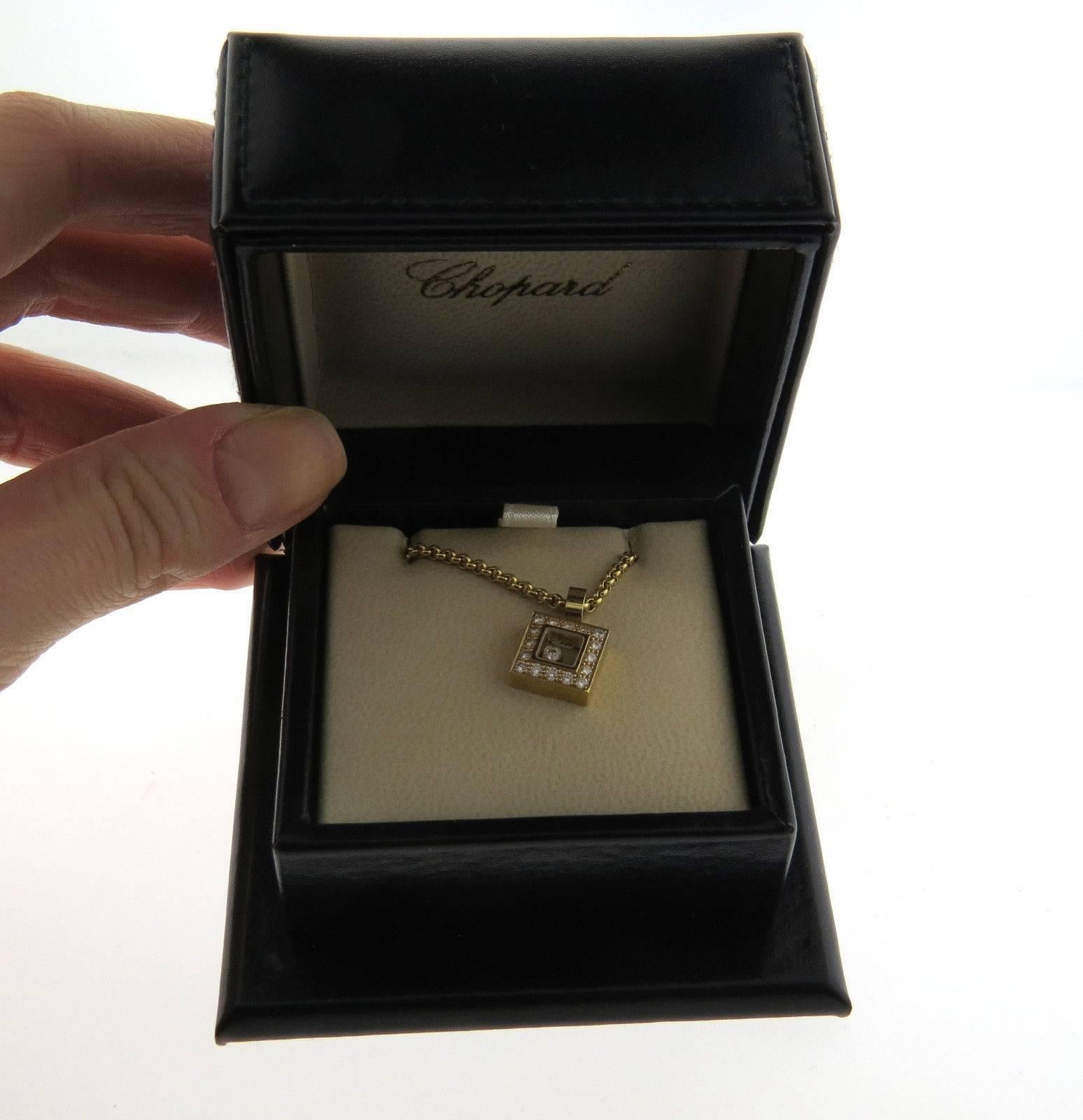 Women's Chopard Gold Floating Diamond Square Pendant Necklace 