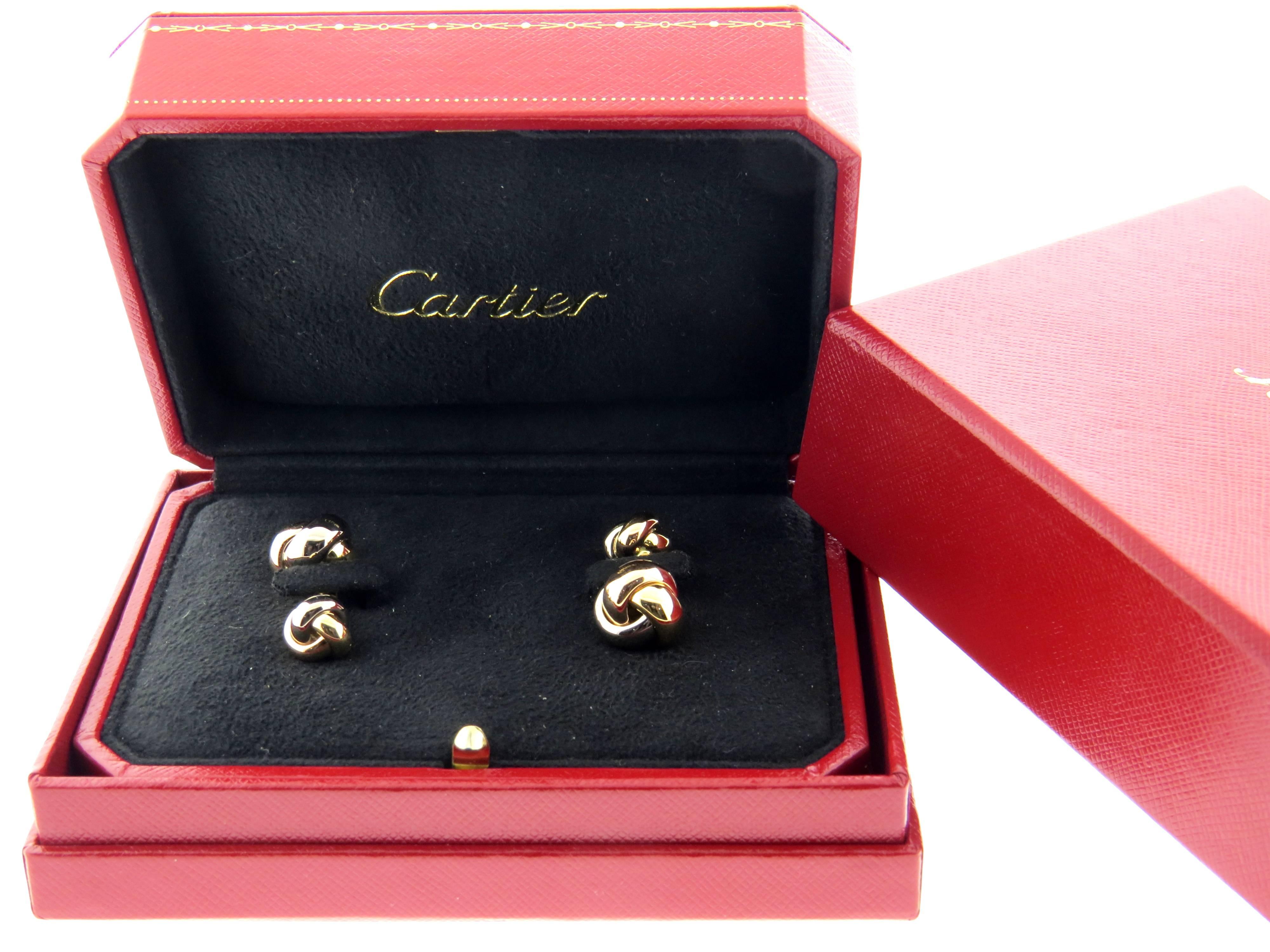 Men's Cartier Trinity Tri Color Gold Knot Cufflinks 