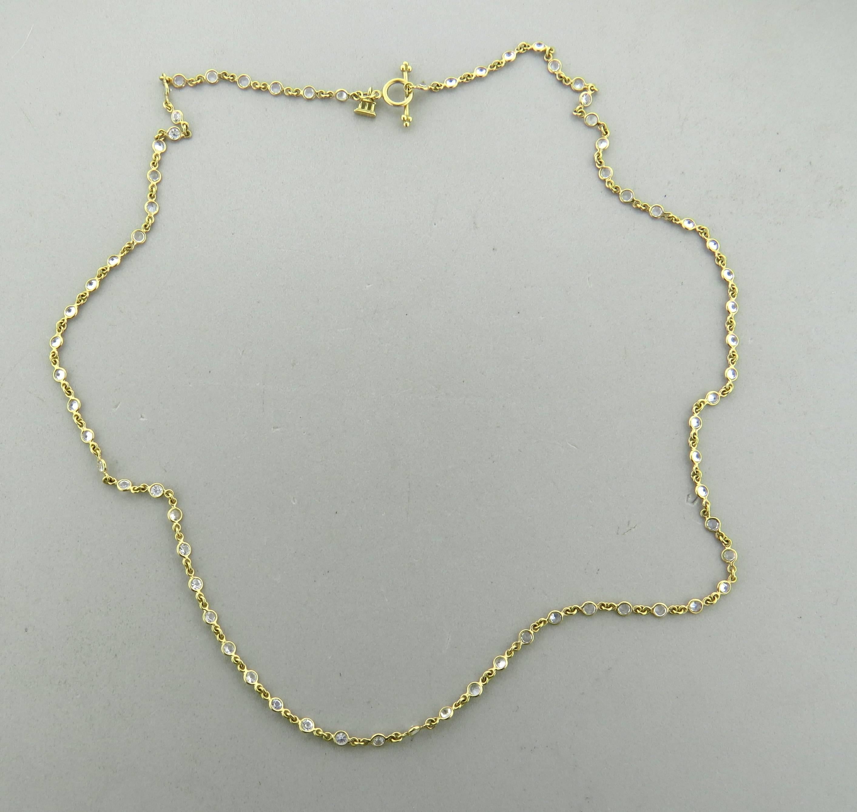 Temple St. Clair Weißer Saphir Gold Toggle Halskette im Zustand „Neu“ in Lambertville, NJ