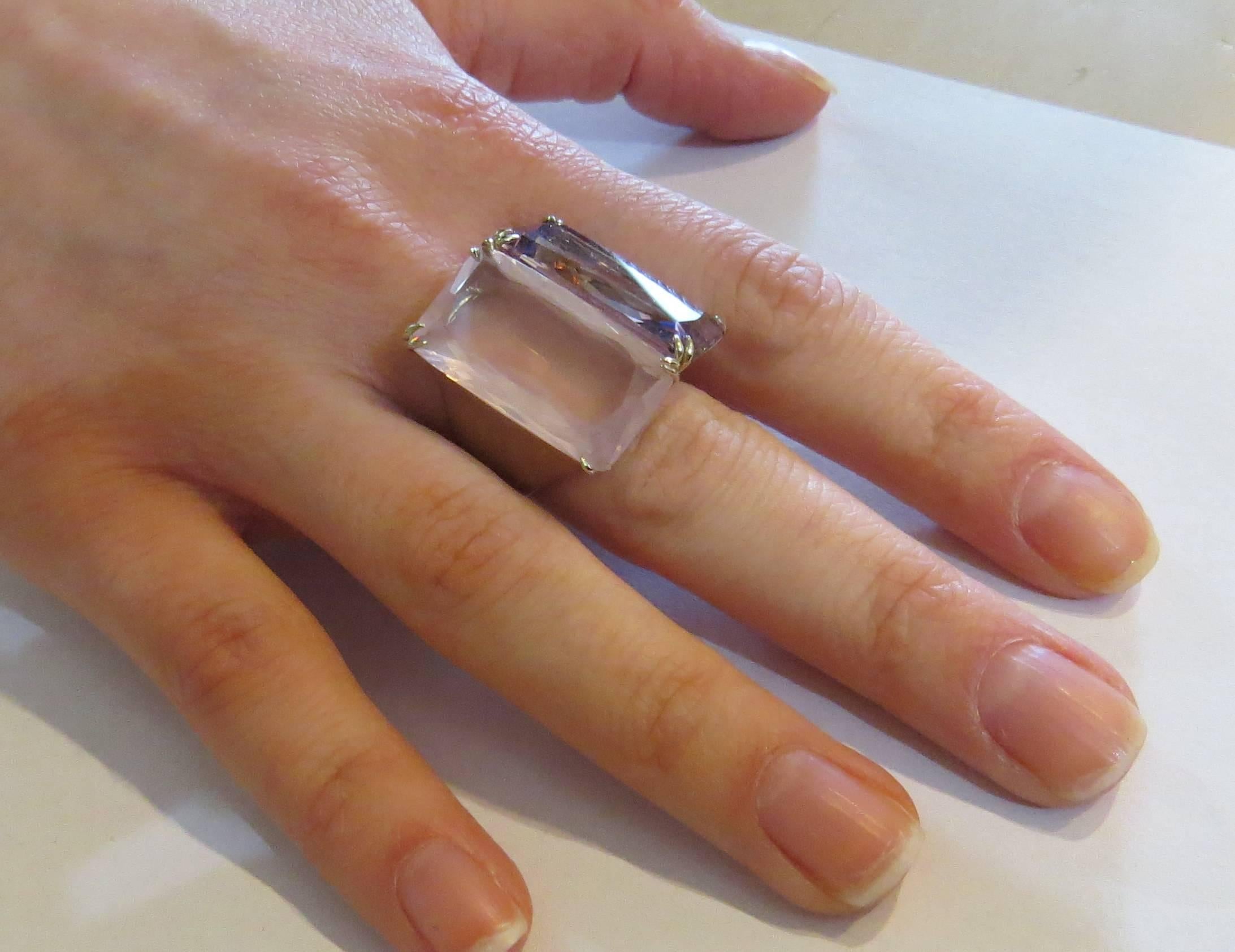 Women's H.Stern Cobblestone Amethyst Rose Quartz Fancy Diamond Gold Ring 