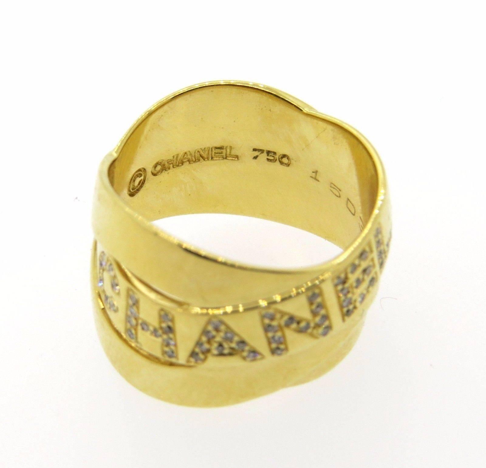 Women's Chanel Diamond Gold Band Ring