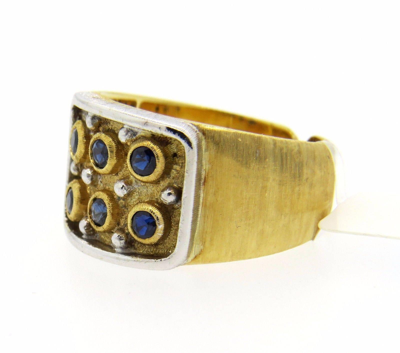 Women's Buccellati Sapphire Gold Split Shank Ring