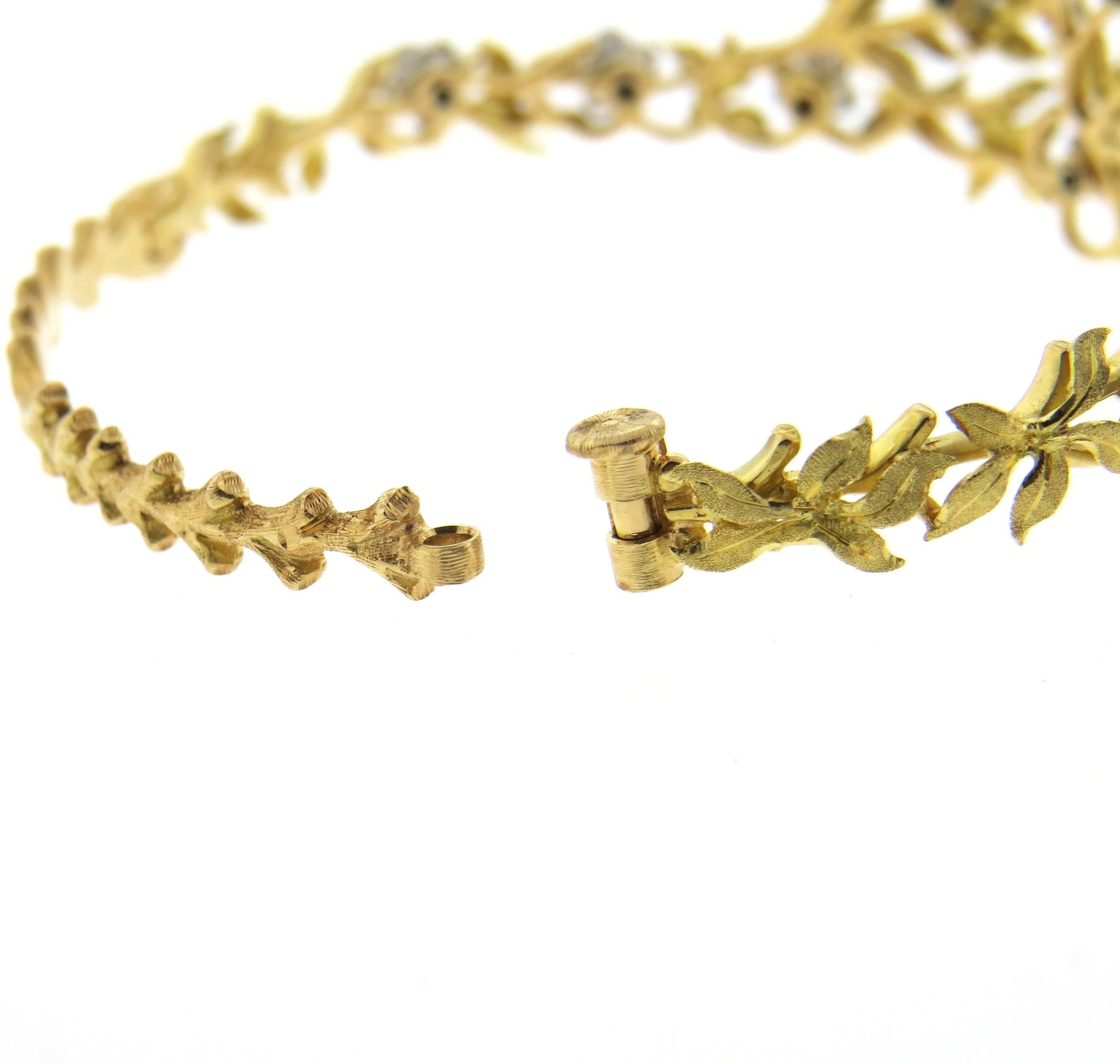 Women's Buccellati Turquoise Diamond Gold Bangle Bracelet 