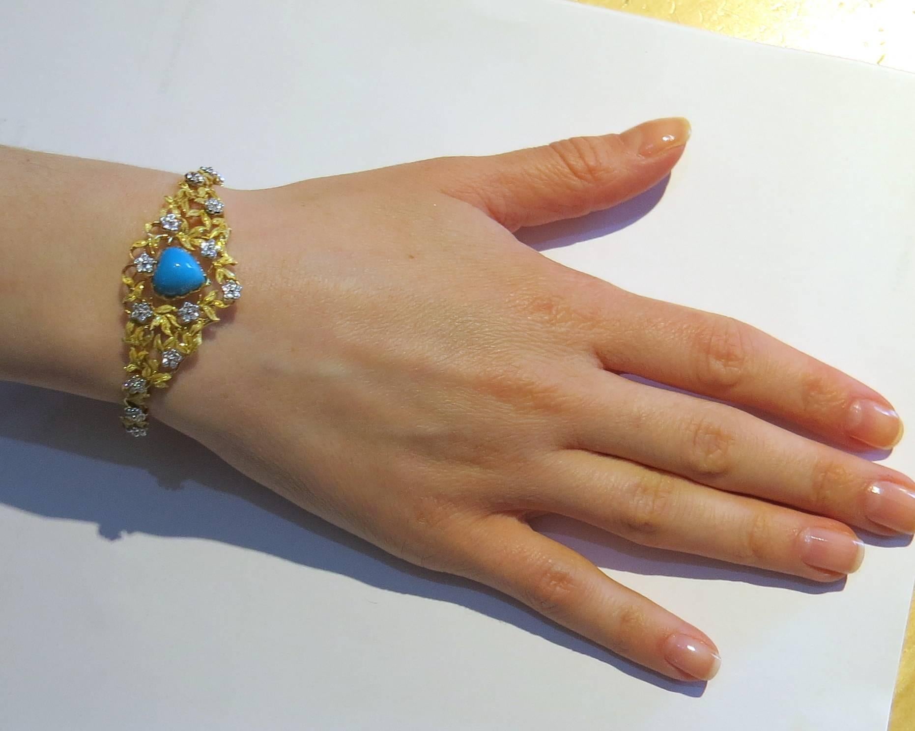 Buccellati Turquoise Diamond Gold Bangle Bracelet  In Excellent Condition In Lambertville, NJ