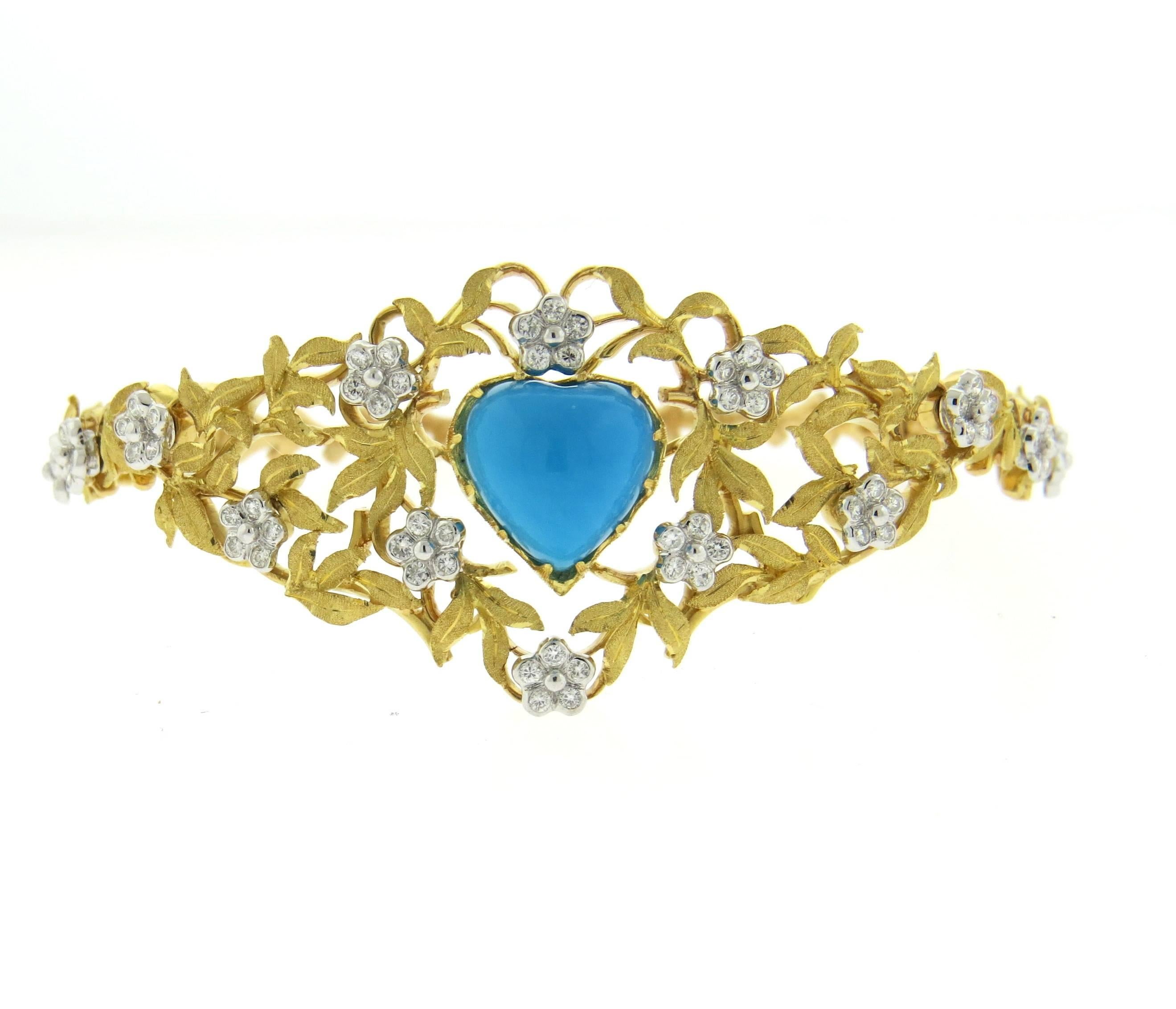 Buccellati Turquoise Diamond Gold Bangle Bracelet  1