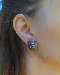Trianon Ruby Diamond Gold Shell Earrings
