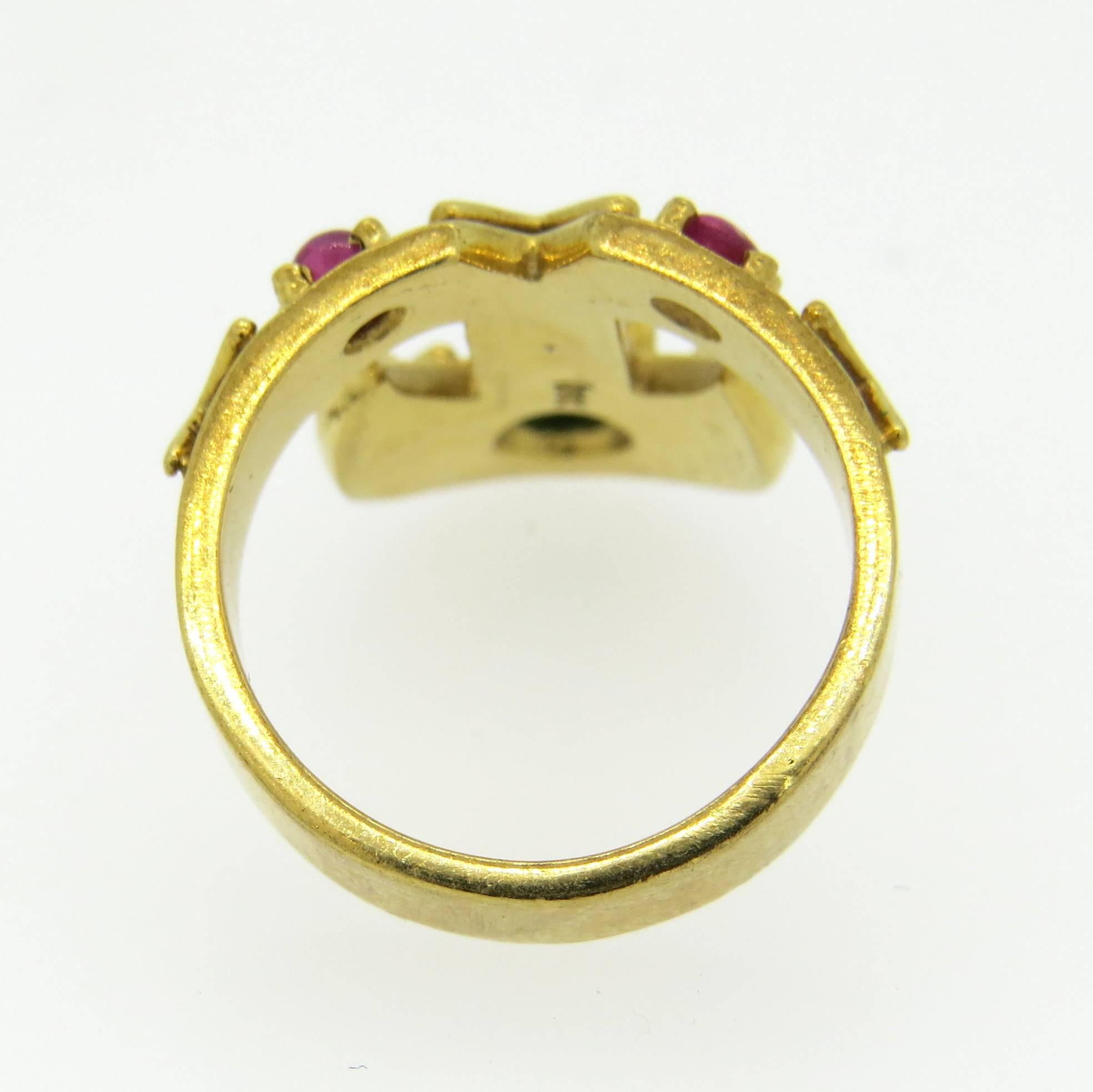 Women's 1960s Cartier Turquoise Ruby Gold Ring