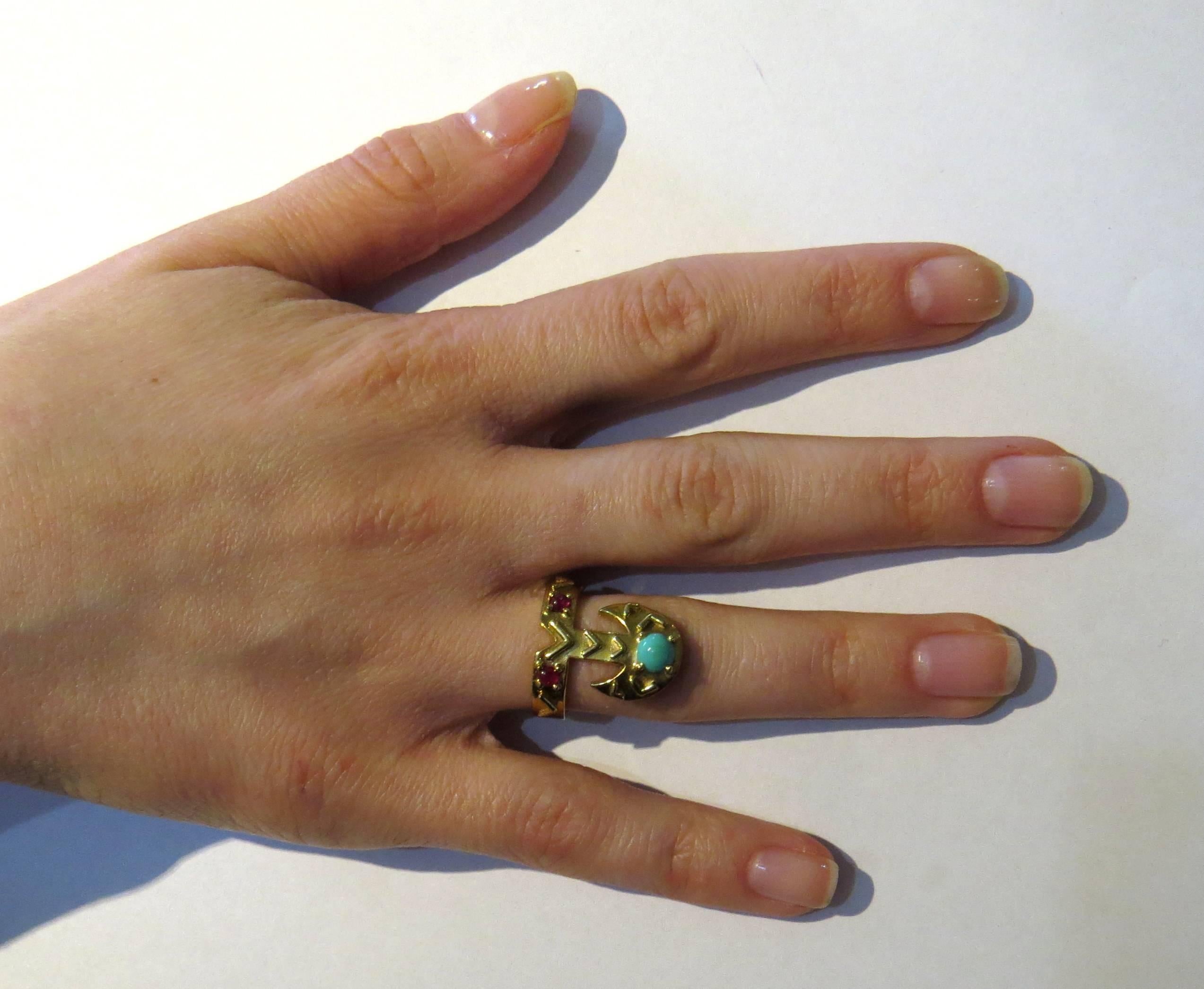 1960s Cartier Turquoise Ruby Gold Ring 1