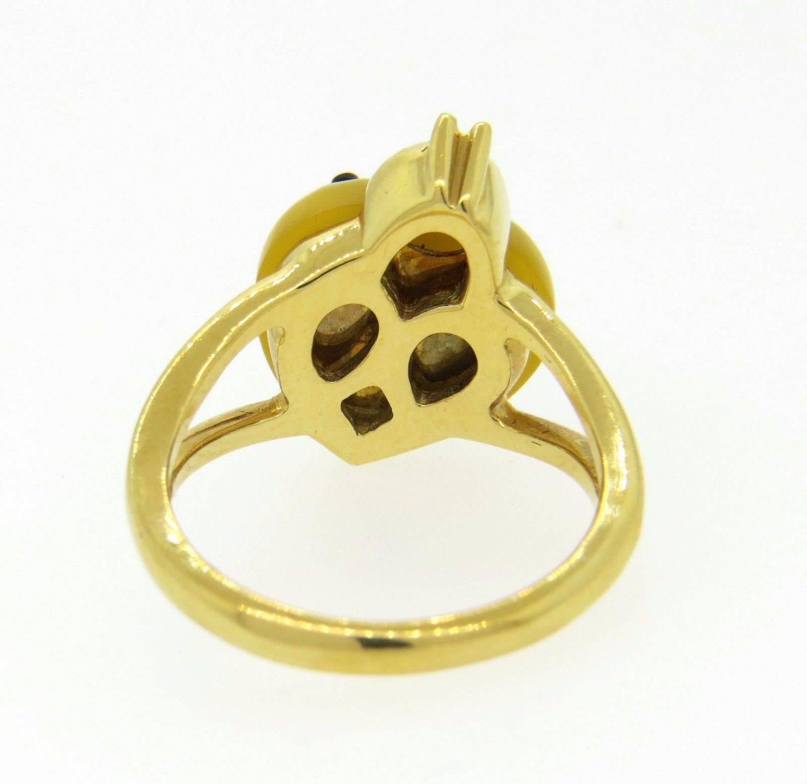de Grisogono Animaux Agate Onyx Diamond Gold Ladybug Ring In Excellent Condition In Lambertville, NJ