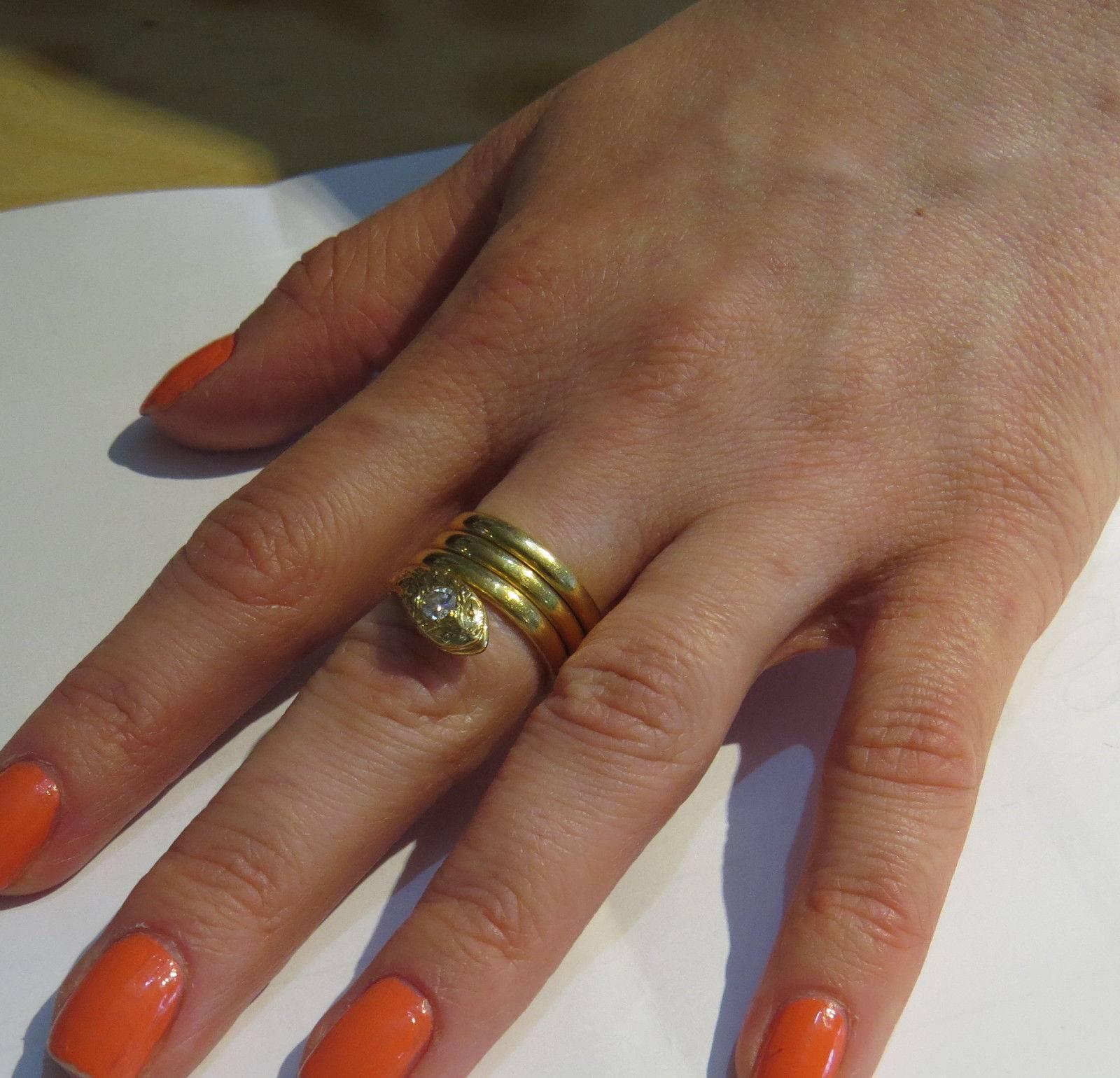 Women's Diamond Gold Snake Wrap Ring
