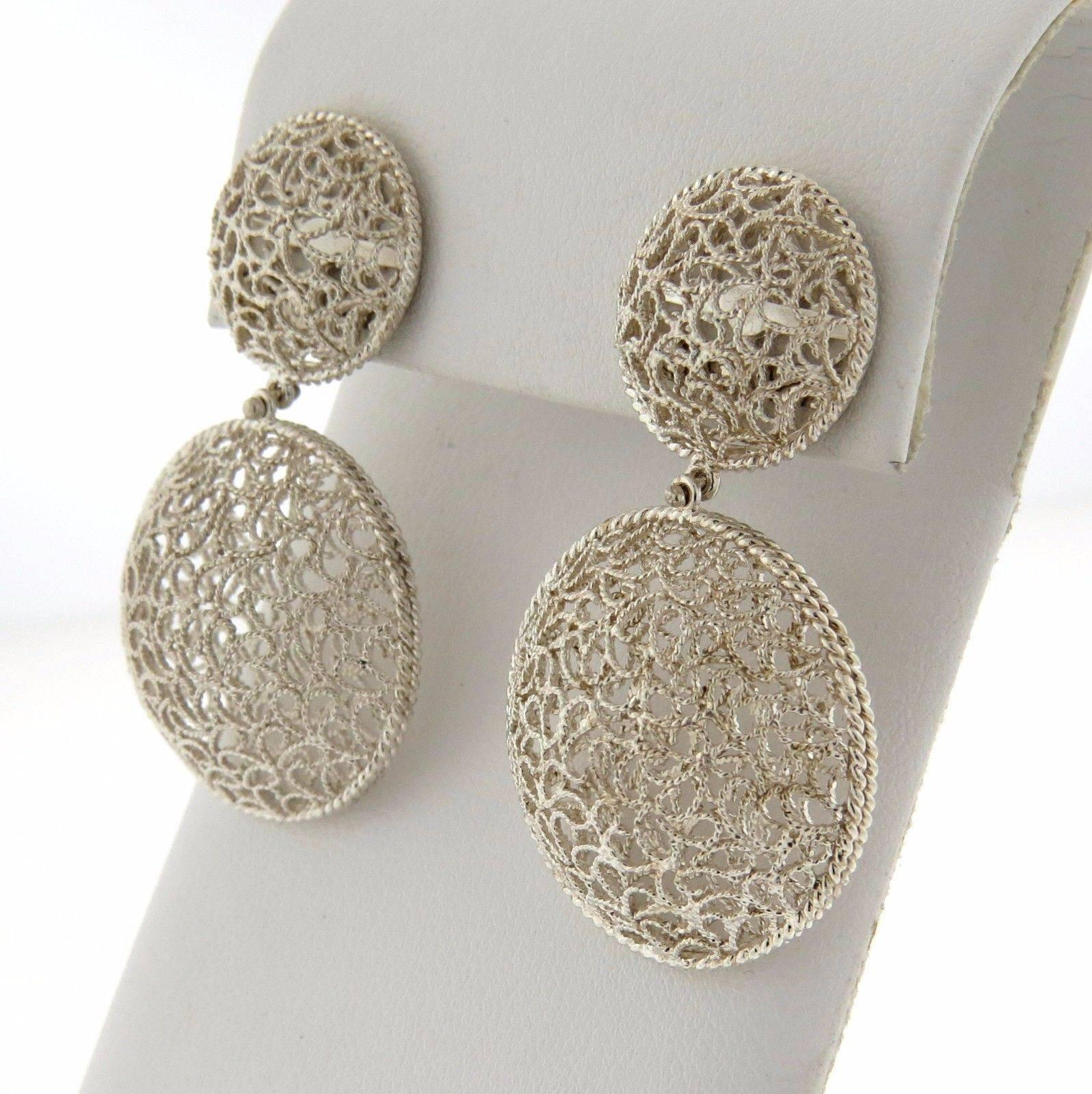 Women's Buccellati Filidoro Silver Double Circle Drop Openwork Earrings