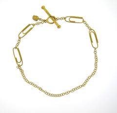 Denise Roberge Gold Paper Clip Chain Toggle Necklace