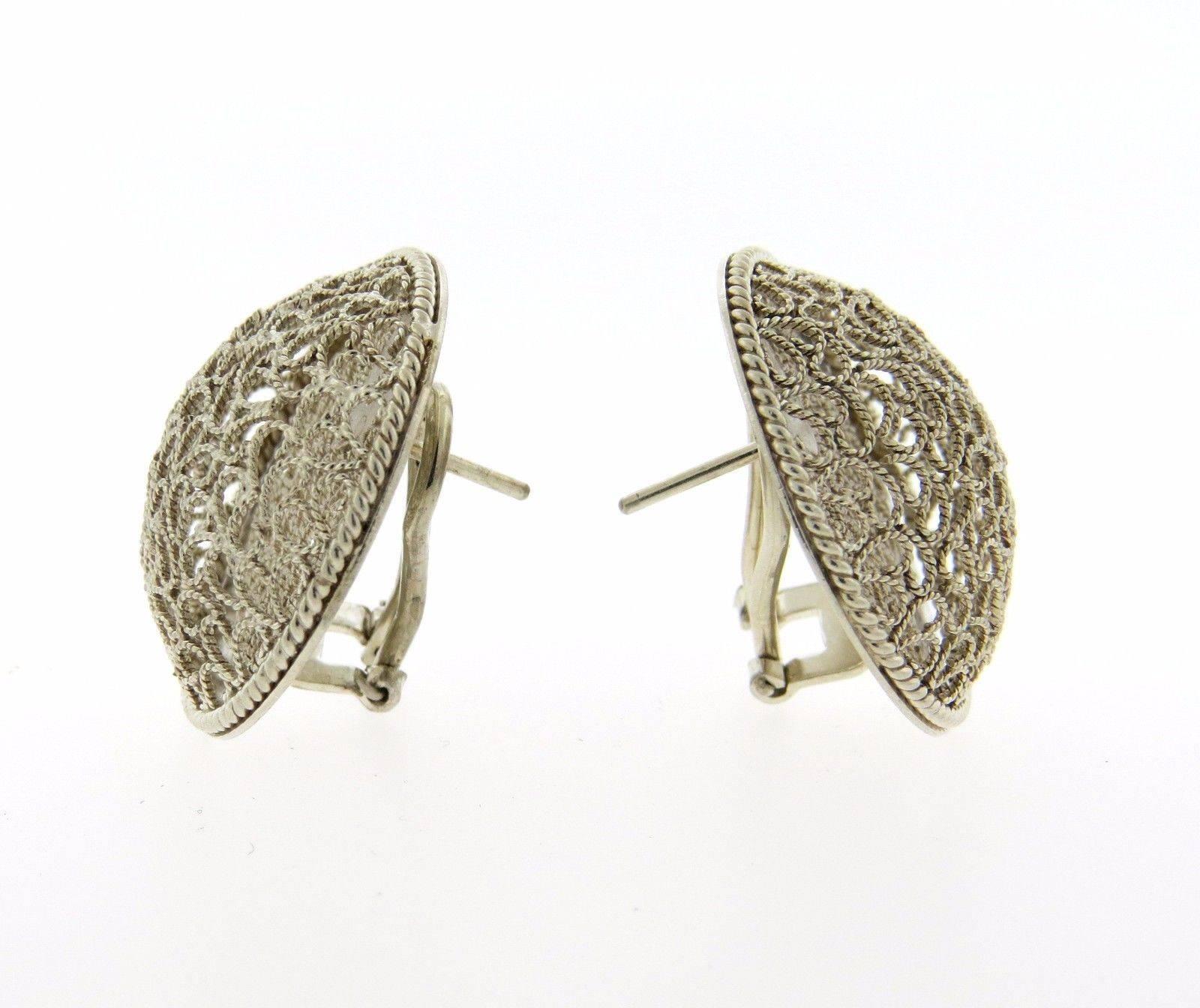 Women's or Men's Buccellati Filidoro Silver Openwork Circle Earrings
