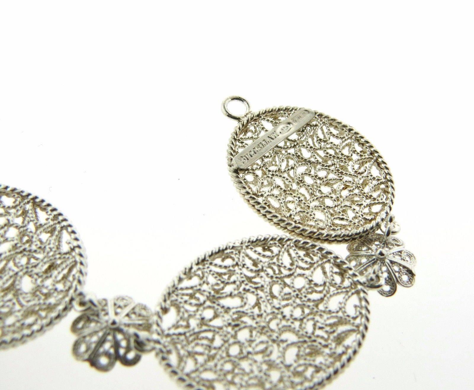 Buccellati Filidoro Silver Openwork Oval Floral Station Bracelet In Excellent Condition In Lambertville, NJ