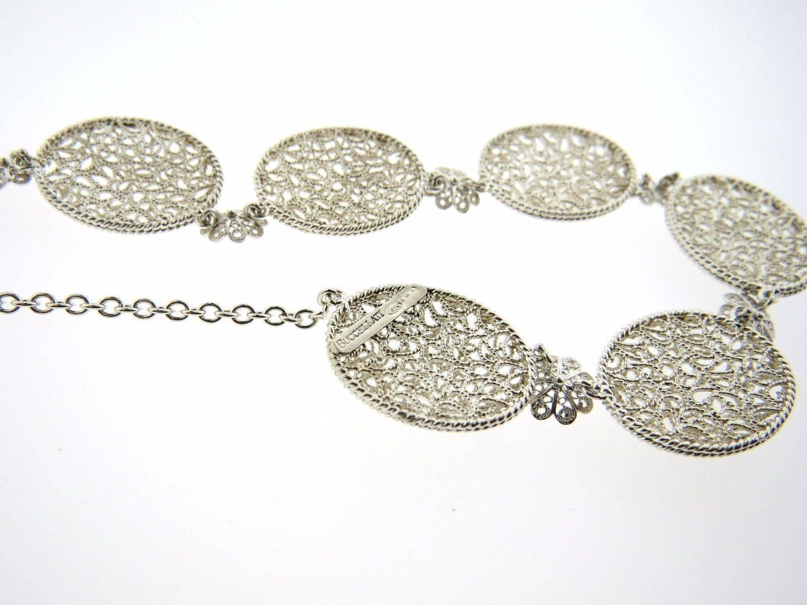 Women's Buccellati Filidoro Silver Openwork Floral Oval Station Necklace