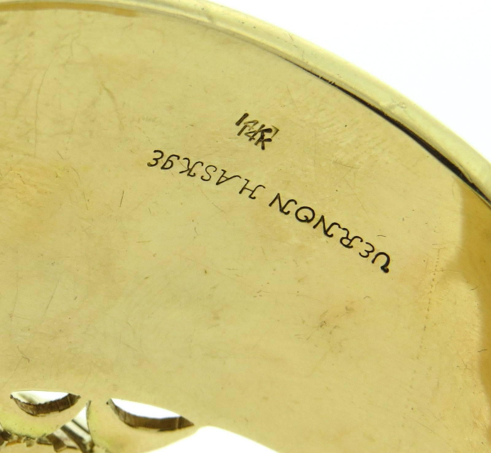 Vernon Haskie Native American Navajo Koralle Gold Manschette Armband 2
