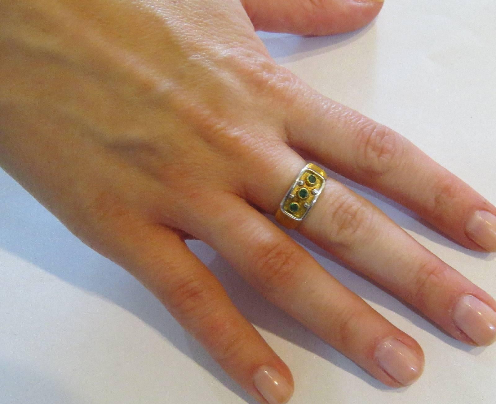 Women's Buccellati Emerald Two Color Gold Ring