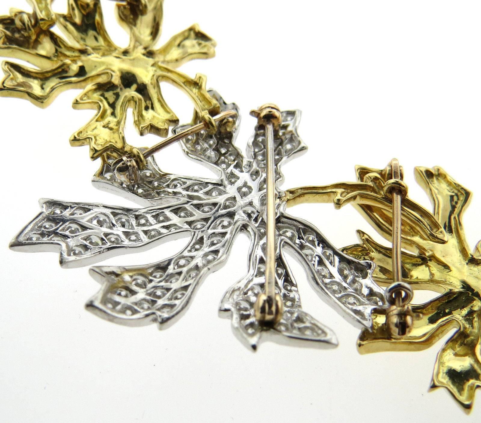 1990s Tiffany & Co. Impressive Gold Platinum Leaf Motif Necklace 1