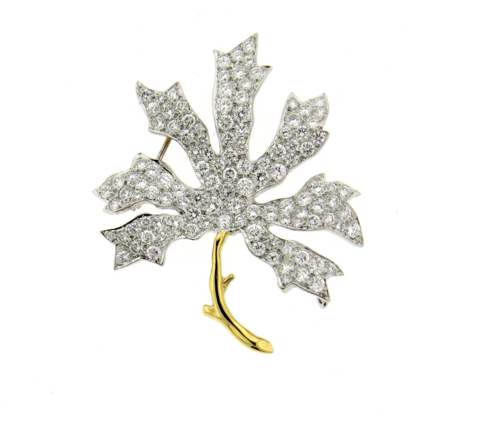 Women's 1990s Tiffany & Co. Impressive Gold Platinum Leaf Motif Necklace
