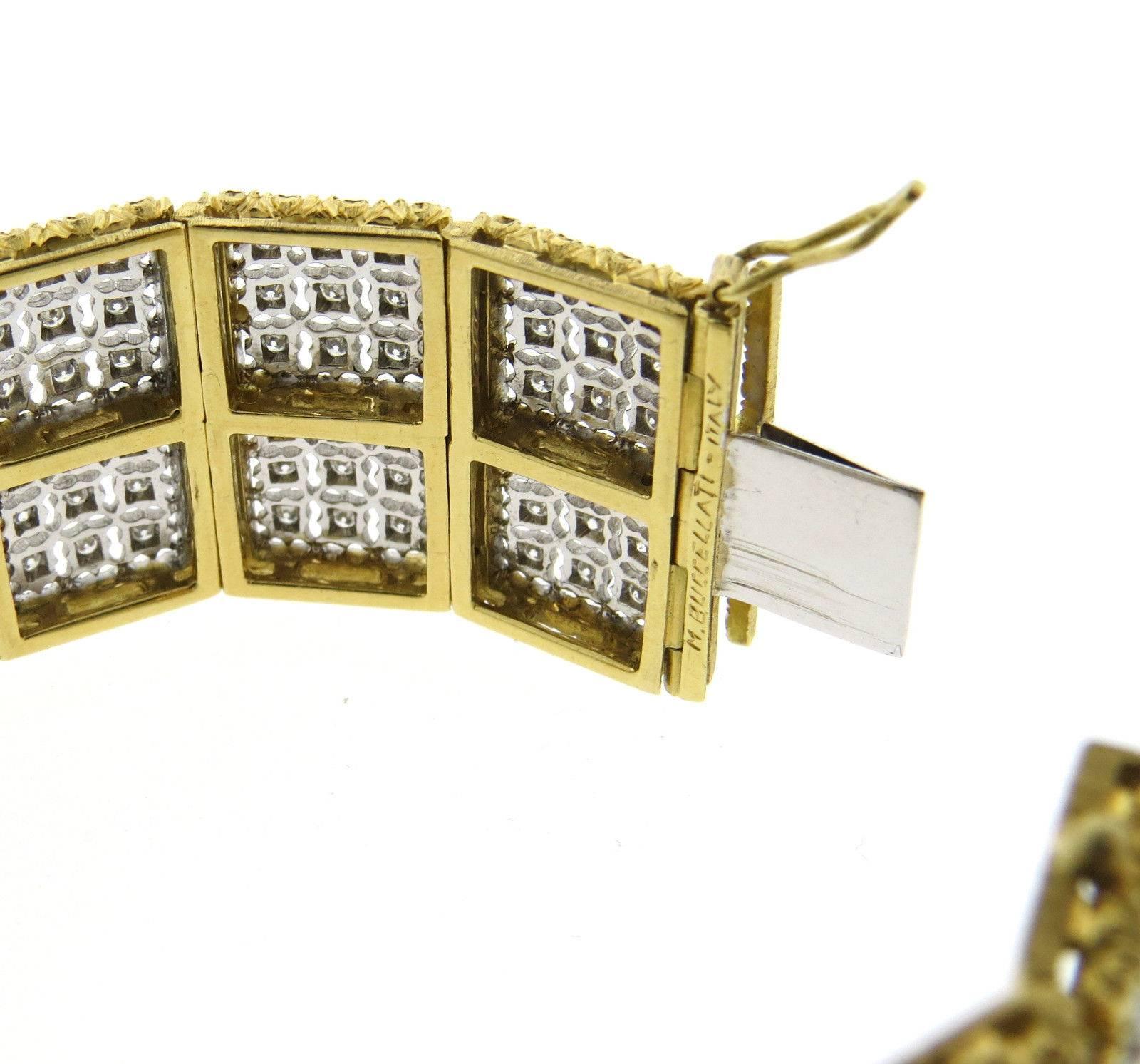 Impressive Buccellati Diamond Gold Bracelet In Excellent Condition In Lambertville, NJ