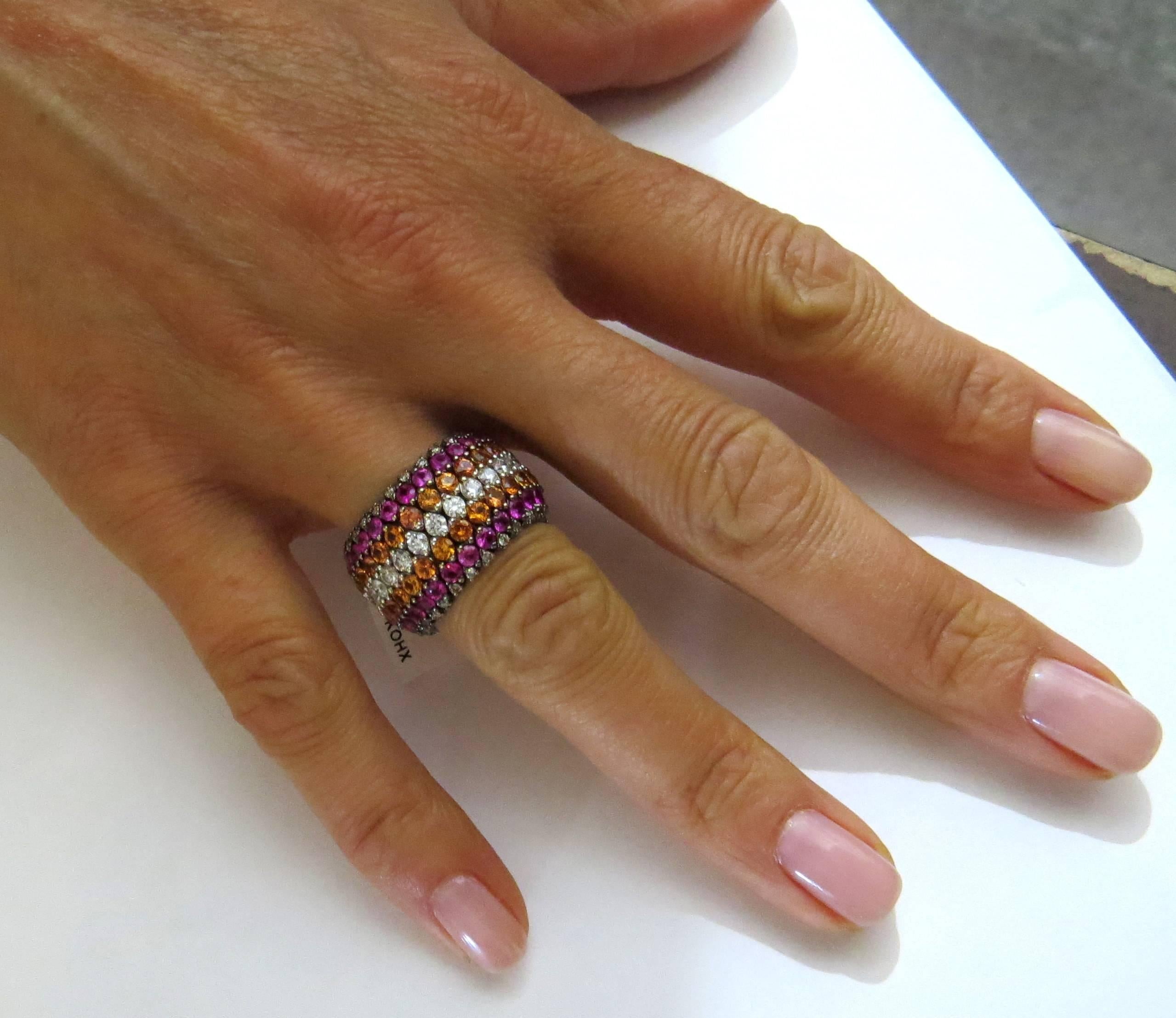 Women's Marco Valente Sapphire Diamond Gold Flexible Band Ring