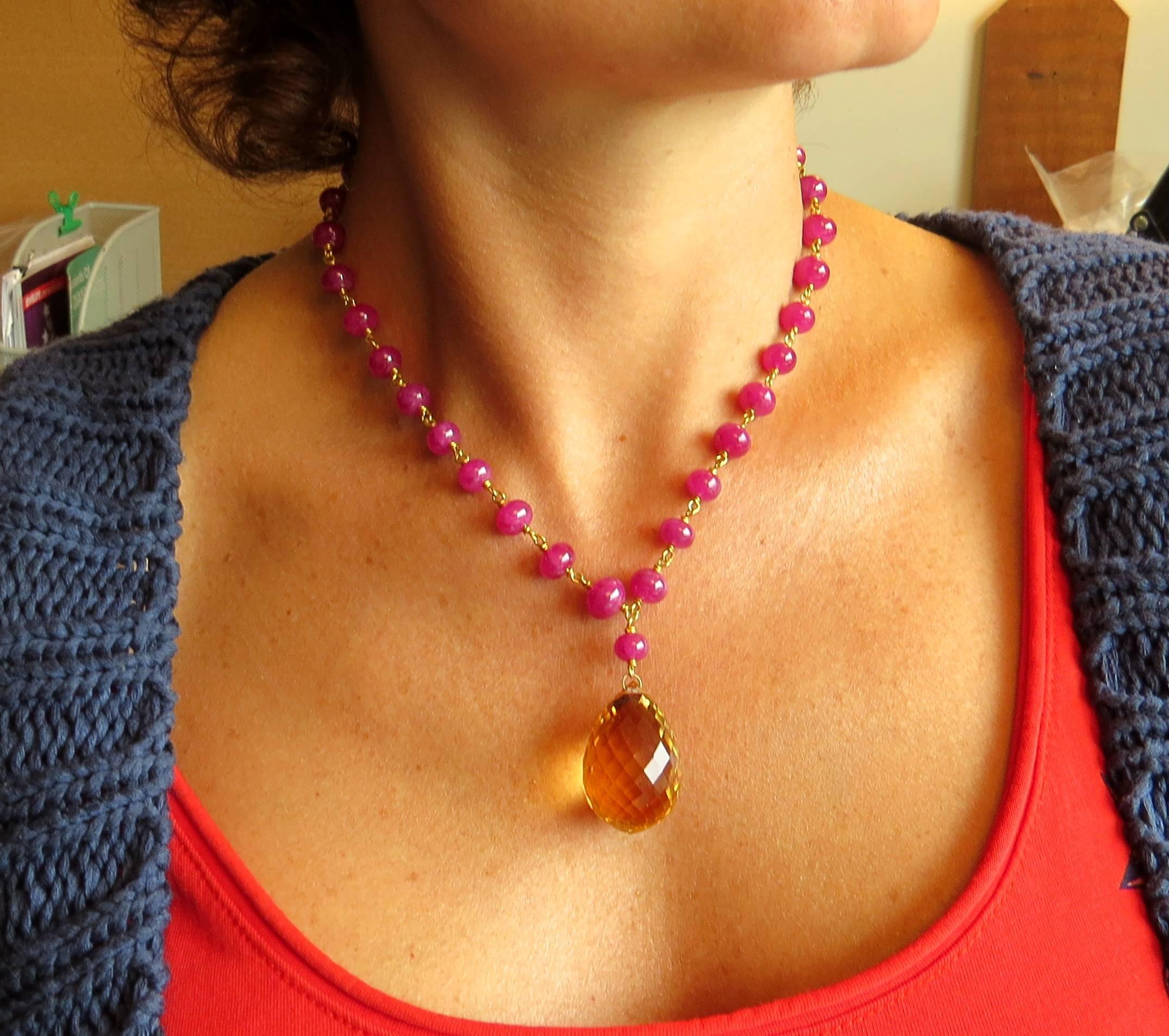 citrine and ruby necklace
