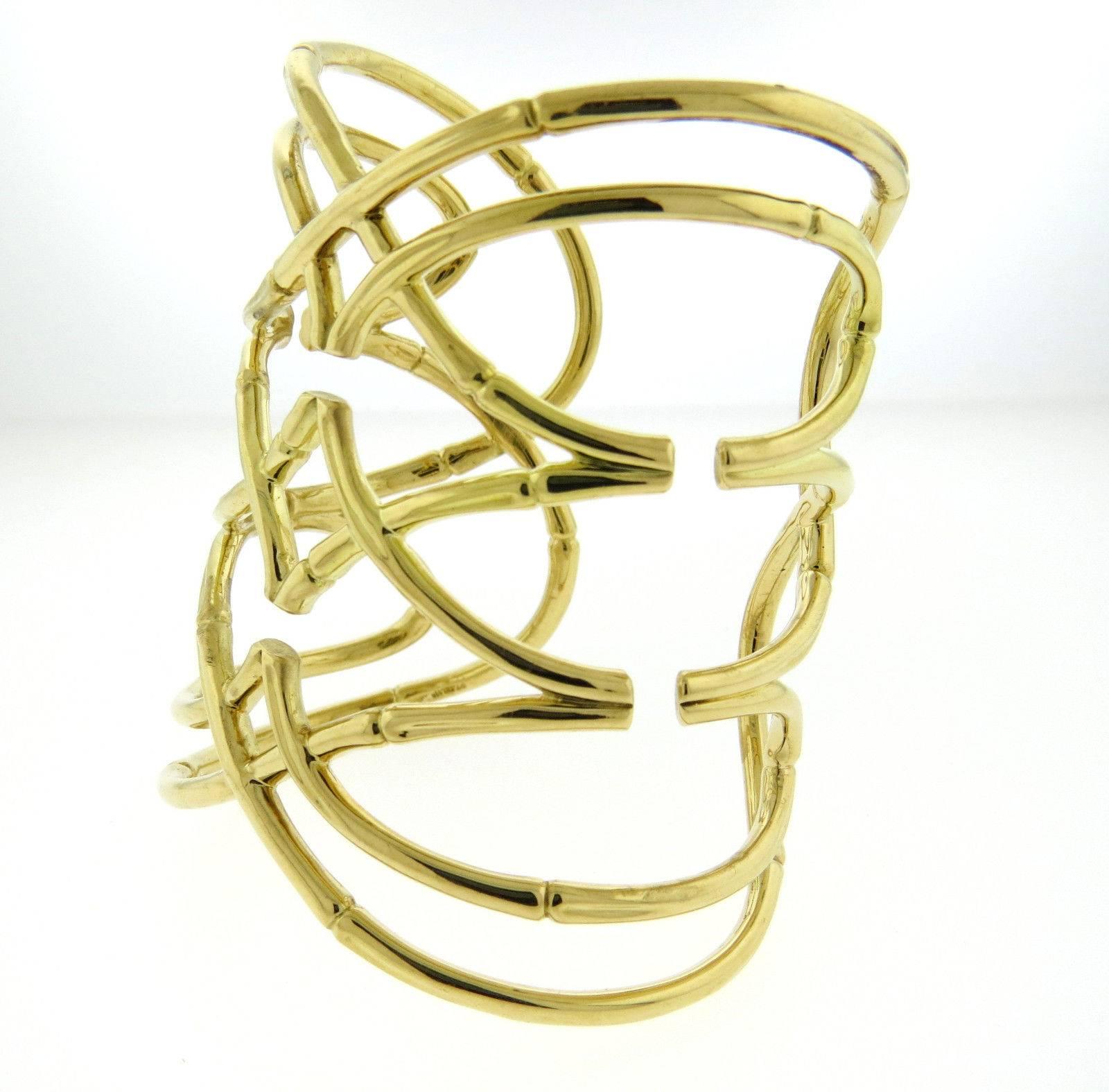 Impressive Ward Kelvin Gold Wide Cuff Bracelet In Excellent Condition For Sale In Lambertville, NJ